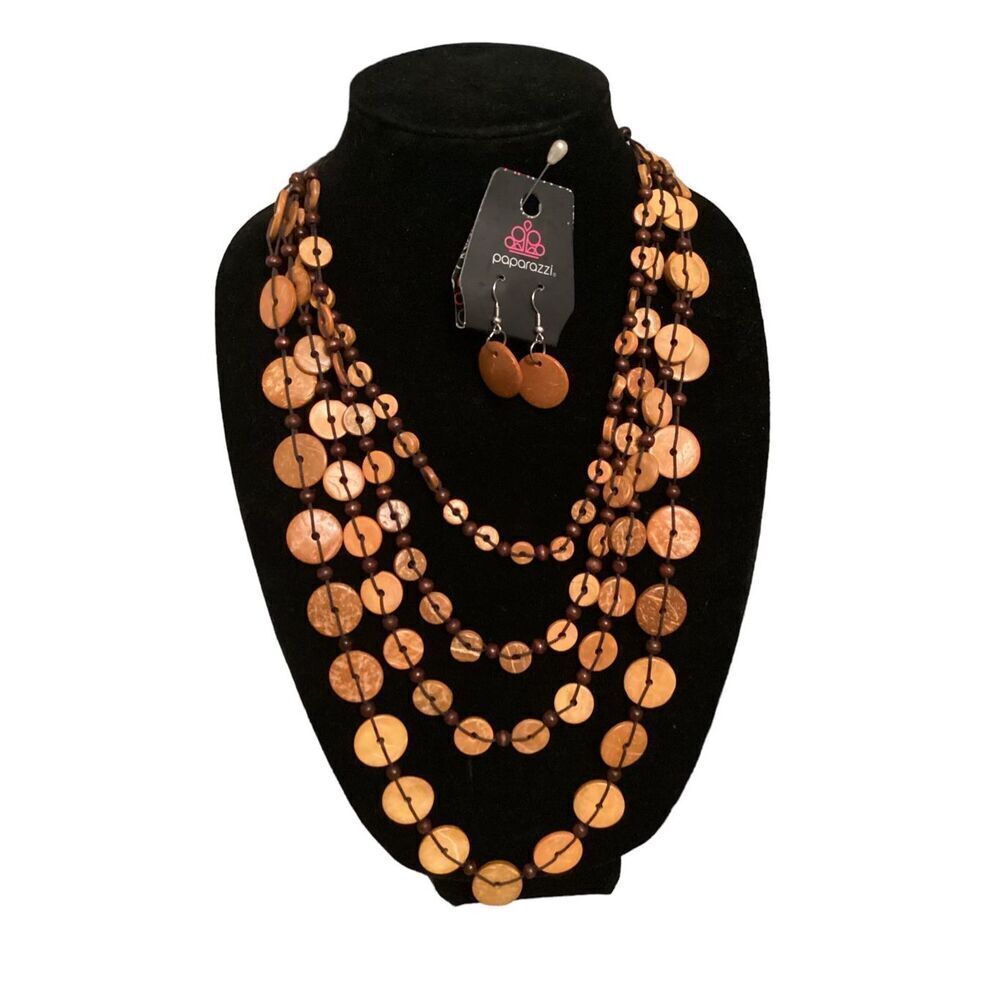 Fiji Flair Brown Necklace & Earrings Set